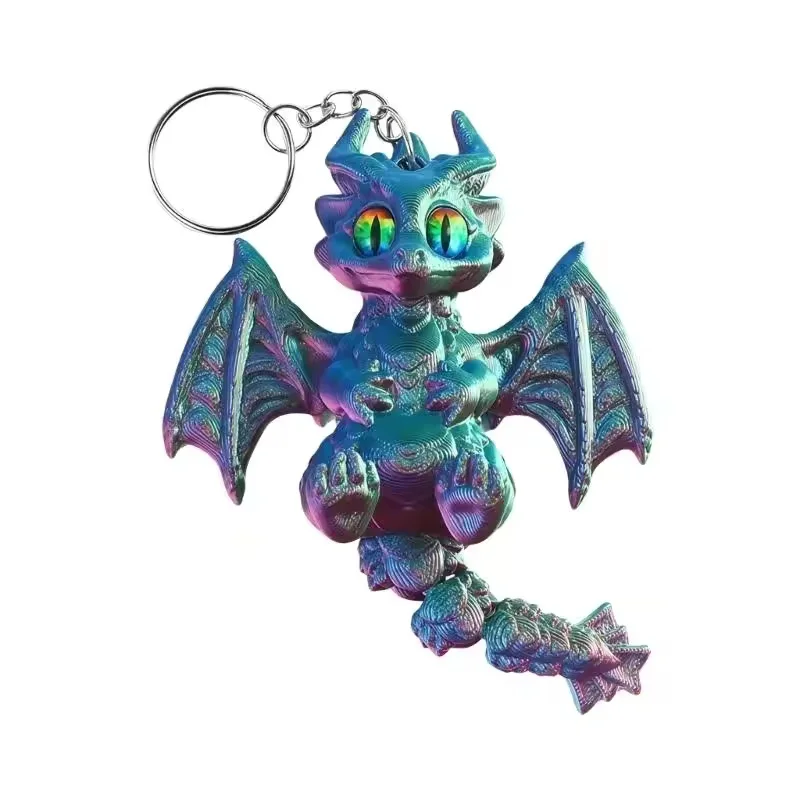 Winged Dragon Keychain 3D Printed Articulated Dragon With Movable Joints Moving Tail Bag Pendant Ornament
