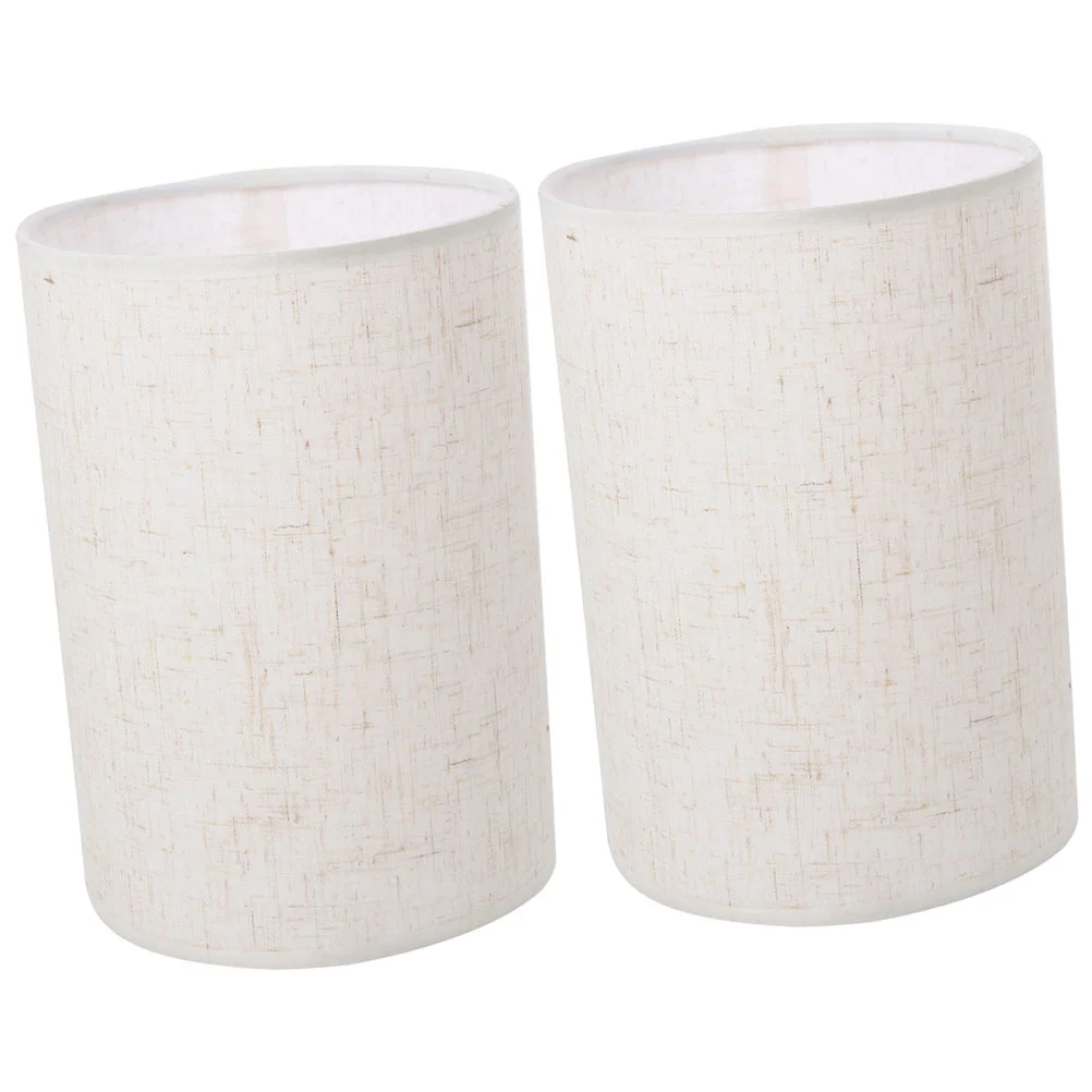 

2 Pcs Linen Lampshade Drum Shades Table Light Lampshades for Floor Cloth Washable Desk