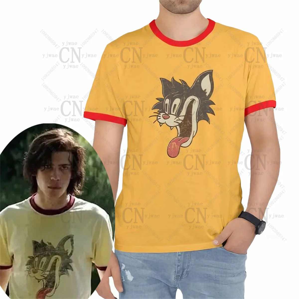 Camiseta Crazy Cat Smiling Psycho Ringer, camiseta con personaje de Patrick Hockstetter, camiseta informal de alta calidad, camisetas de verano para hombre y mujer