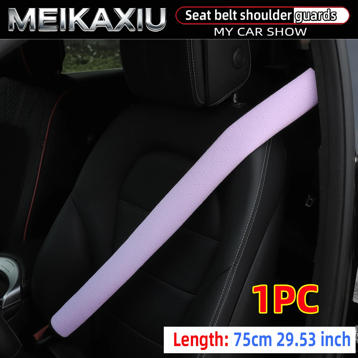 75cm Lange PU-Leder Geprägte Auto-Schulterpolster Sicherheitsgurt mit Ein- oder Zweistern-Design für Taxi LKW Bus Dekorative Accessoires