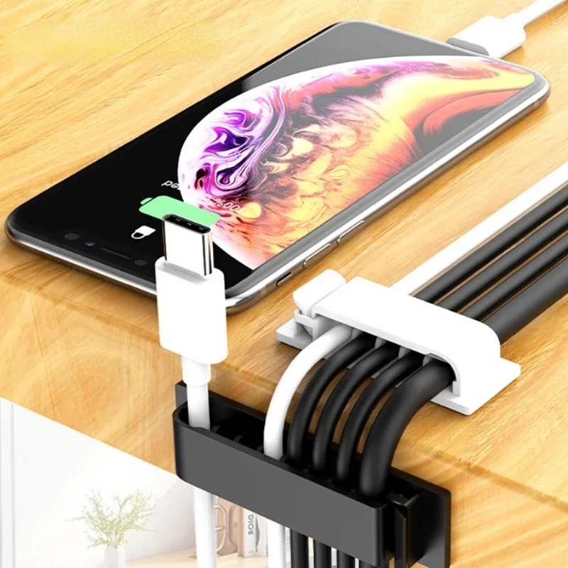 1Pc 8 Holes Power Line Data Cable Mouse Keyboard Cable Clips Organizer Management Protector Self-adhesive Cable Winder