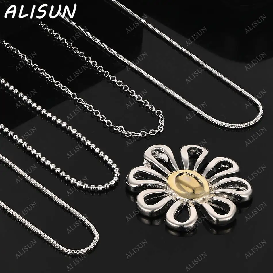 

ALISUN 40-75cm 925 Sterling Silver Flower Pendant Necklace For Women Men Charm Trend Birthday Gifts Fashion Party Fine Jewelry