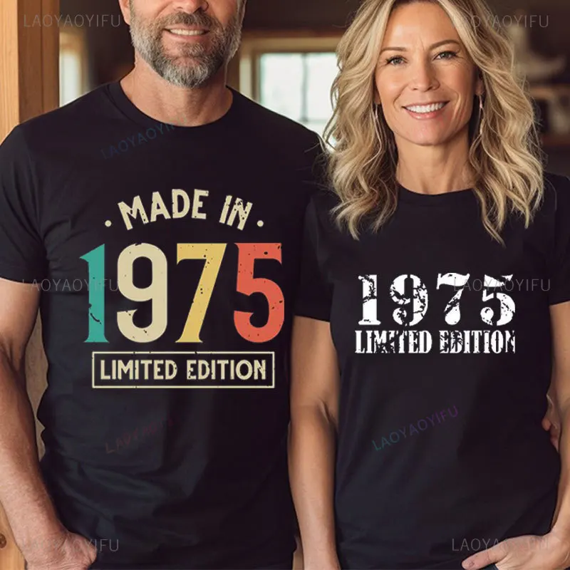 Born in 1975 Retro Limited Edition T Shirt Men Vintage 1975 Tshirt Cassette Tape Tee Funny Woman Man Tshirt 50s Birthday Clothes