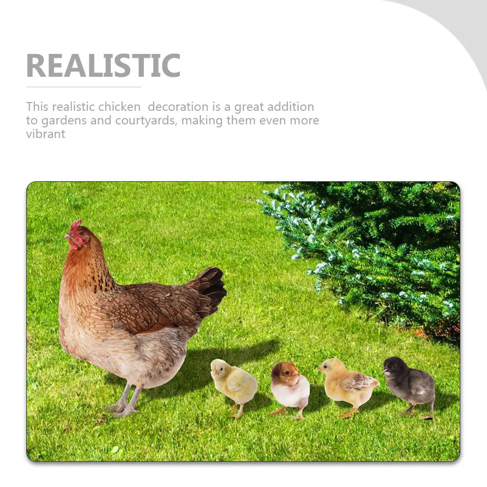

5Pcs Garden Chicken Stake Realistic Acrylic Lawn Ornament for Outdoor Courtyard Patio Garden Decorative Animal Insert Accessory