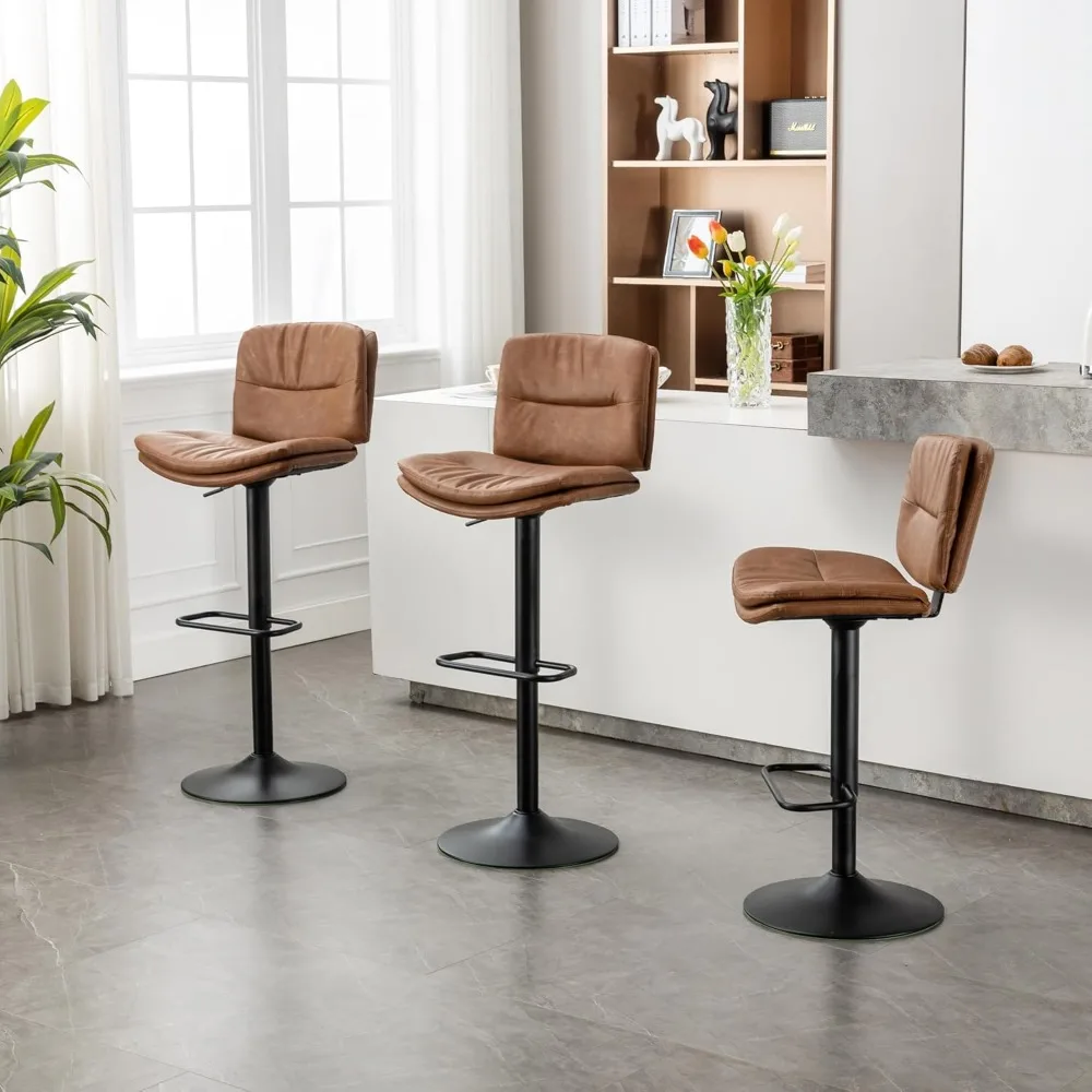 Swivel Bar Stools Set of 2, Double-Layer Upholstered Counter Height Bar Stools with Back, Adjustable Bar Stool 24