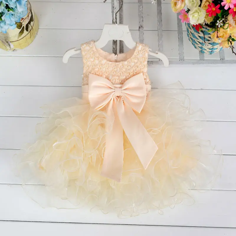 2022 Sale Vestidos Mujer Fluffy 3 Layer Flower Girl Dress Baby Girls Princess Party Sleeveless Wedding Pageant Costumes Clothes