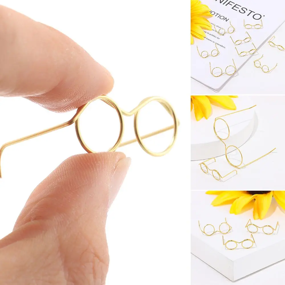 10PCS Cute Gold Round Frame Lensless Retro Doll Glasses For Doll Fashion Doll Accessories