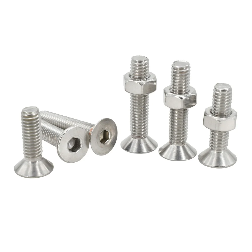 304 Stainless Steel Screw Bolt Nut Washer Kit Countersunk Hex Allen Bolts Spacer Thread Machine Screws Gasket Set M2 M3 M4 M5 M6