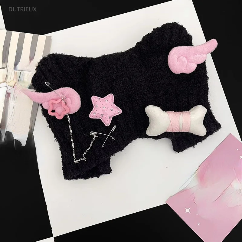 2026 Cute Devil Knitted Beanie Hat Ins 3D Angel's Wings Knitting Cap Autumn Bears Ears Pointed Women Hats Y2K Grunge Streetwea