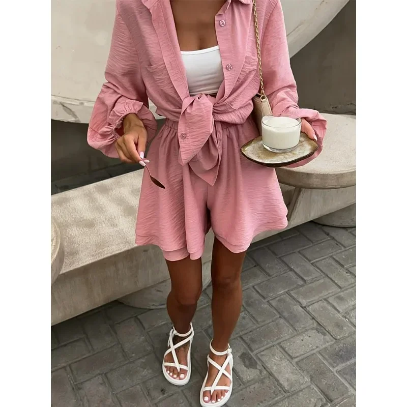 Casual Loose Short Sets For Women 2 Piece Sets Womens Outfits Spa Holiday Baggy Fashion Shorts Suits Woman Summer