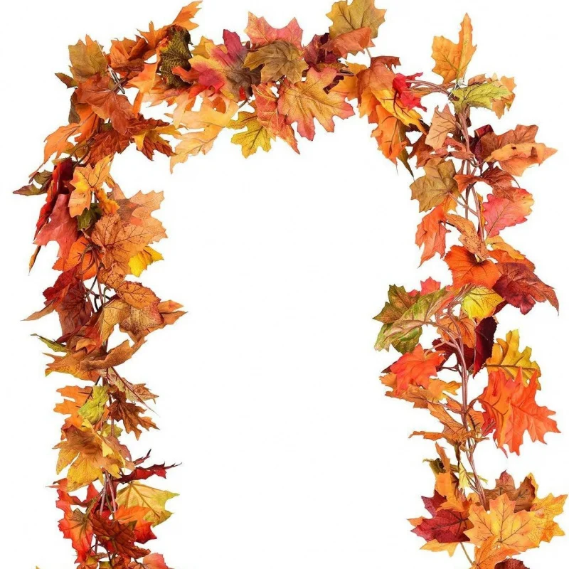 

Autumn Garland Maple Leaf Hanging Rattan Simulation Maple Leaf Thanksgiving Christmas Flower Home Decorative Jewelry Modeling