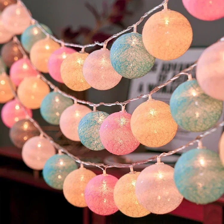 20LED Ball String Lights โคมไฟหวายแบตเตอรี่หรือ USB ควบคุมงานแต่งงานโคมไฟตกแต่งคริสต์มาส Home Party Garden เครื่องประดับโคมไฟ