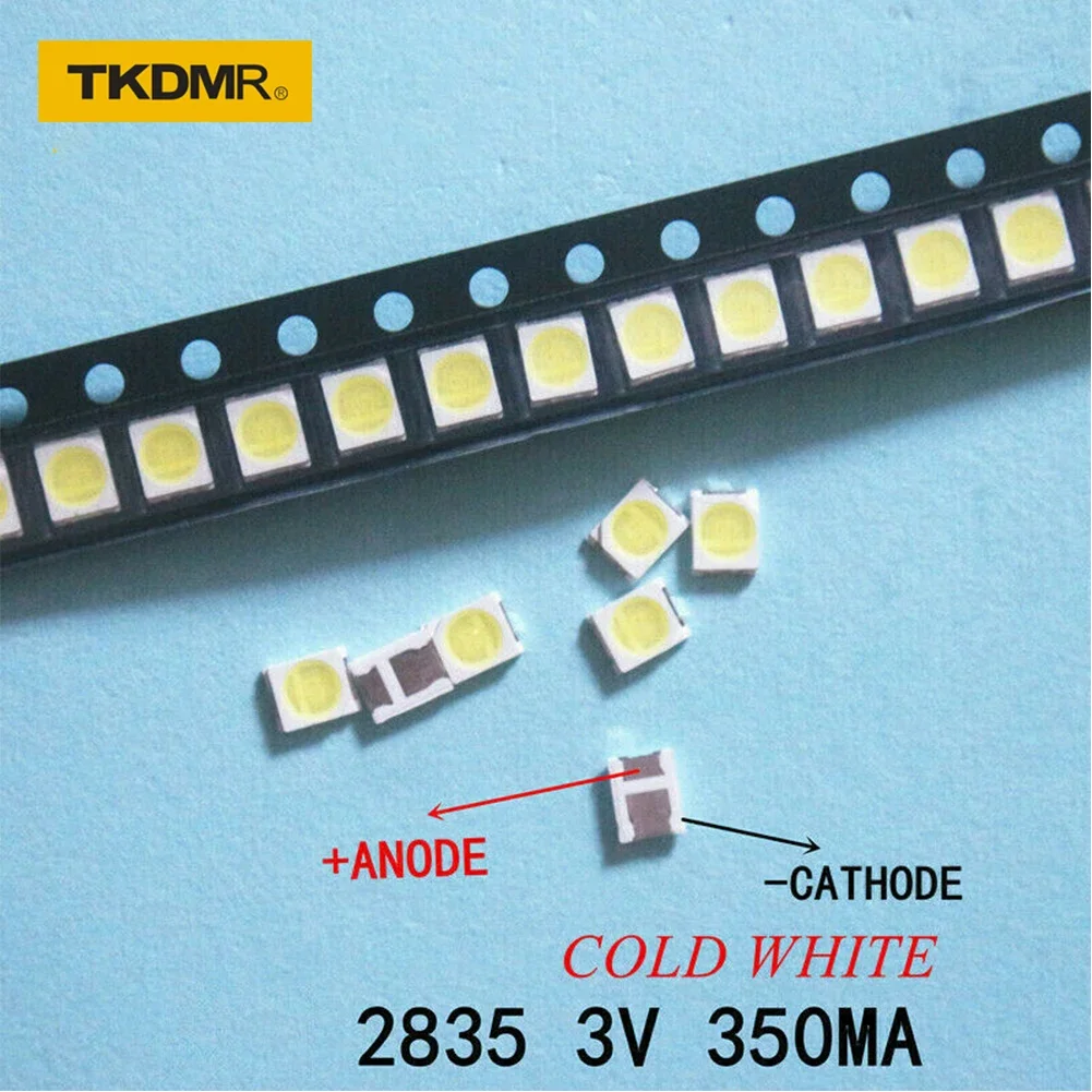 

TKDMR 1000/500pcs LED 3528 2835 1210 Light Beads High Power 1W 3V and 6V Cool White for LED LCD TV Backlight Application