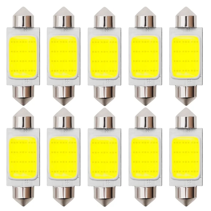 10Pcs C5W Led Bulbs Festoon LED 31mm 36mm 39mm 41mm C10W COB Auto Licence Plate Light Car Housing Interior Reading Dome Lamp 12V