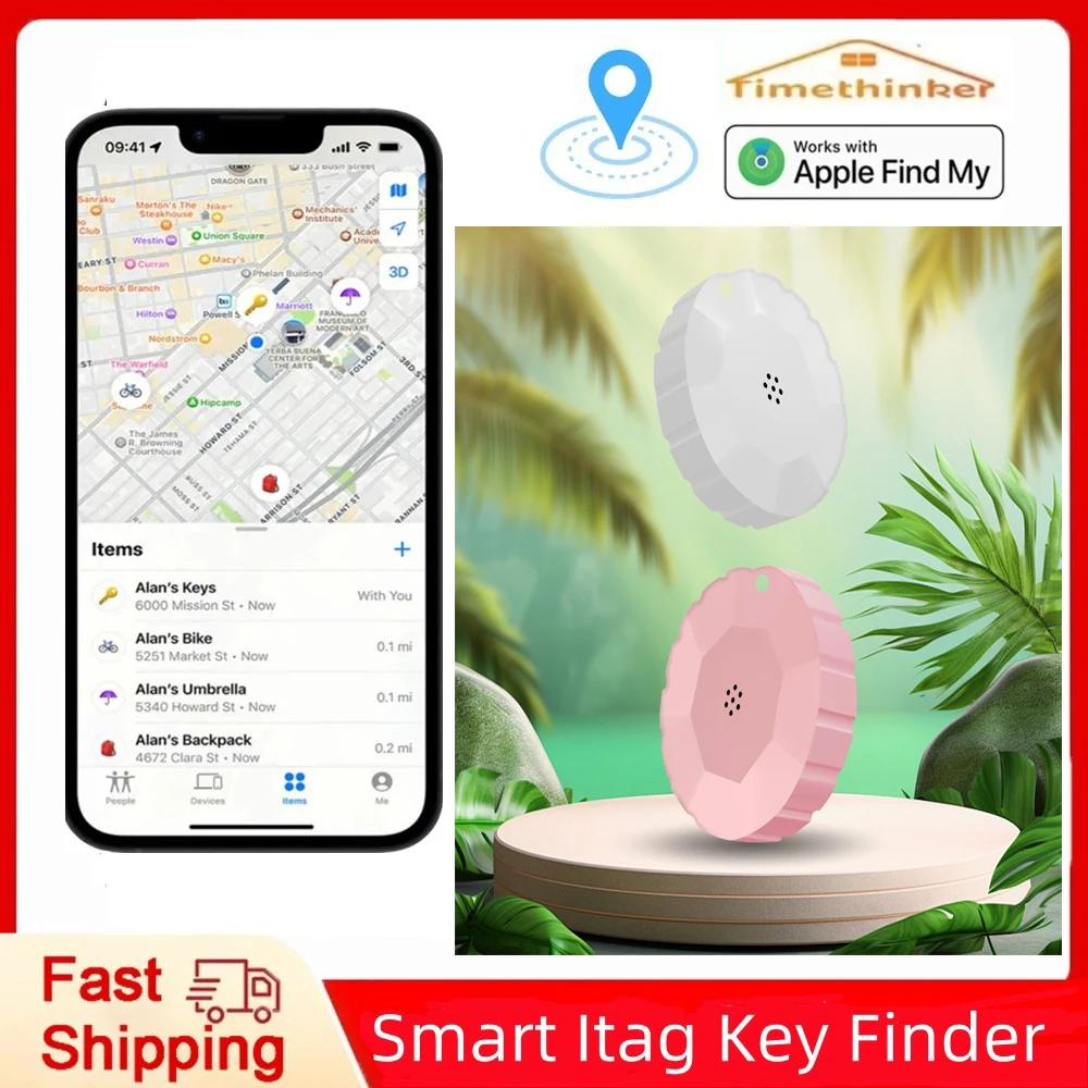 Тайметика Smart GPS Tracker Tag Airtag Работа с Apple Find My APP ITag Анти-потерянный локатор Air Tag Поиск ключей для домашних животных для IOS