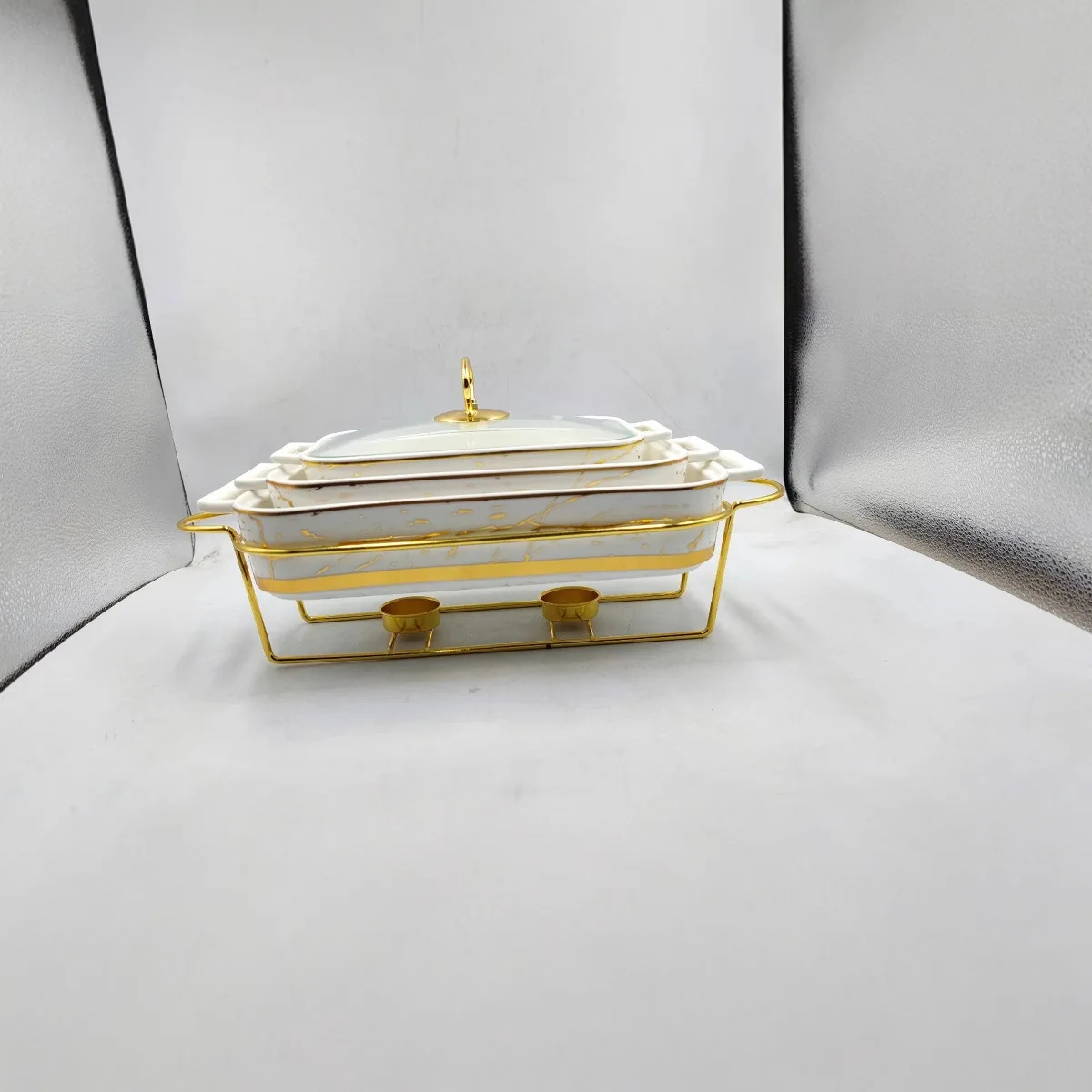 Nordic rectangular binaural ceramic pot, baking tray, tableware, light heat, hotel dry soup pot creative pot rack