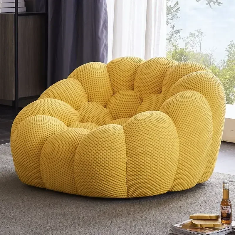Designer Yellow Living Room Sofas Set Puffs Luxury Italian Divano Soggiorno Furniture European Fabric Nordic Double Chaise Couch