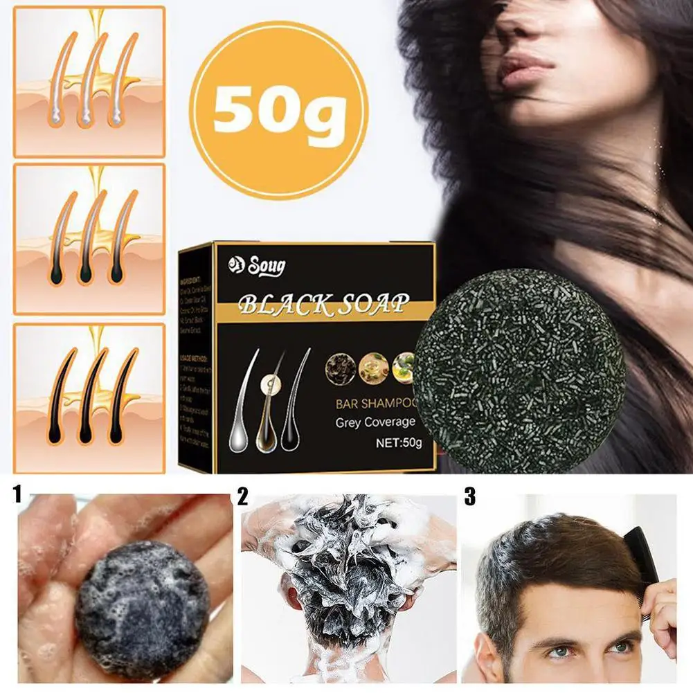 5 Stück Haar Shampoo Seife schwarz Polygonum Multi florum Shampoo Seifen decken graue Haare Shampoo Seife, um Canas Shampoo Bar Seife zu färben