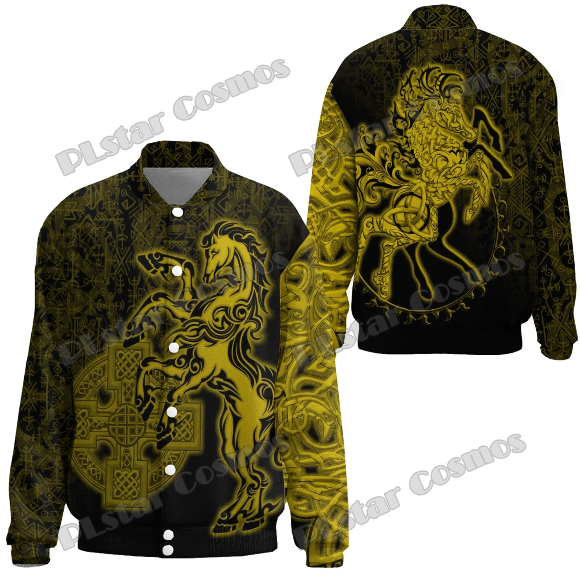 Chaqueta de béisbol con estampado 3D para hombre y mujer, chaqueta de béisbol con estampado de búho, Calavera, rojo y Sleipnir, azul, moda, informal, invierno, FX28