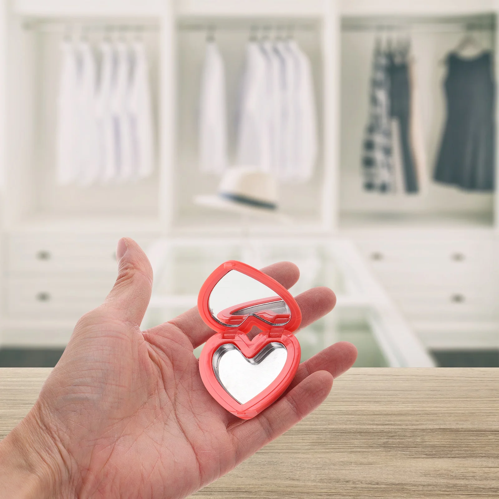 8 pezzi ricaricabili a forma di cuore scatola per ombretto contenitore per rossetto custodia da viaggio portatile specchio per trucco organizer fard