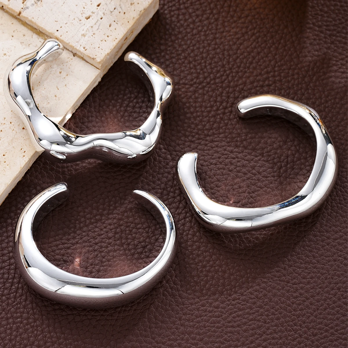 3 Stück Vintage Hip-Hop Metall-Armreifen für Frauen, Punk Gold Silber Farbe Geometrische Armreifen für Frauen, Armband, Herrenschmuck, Geschenke – Detail 4