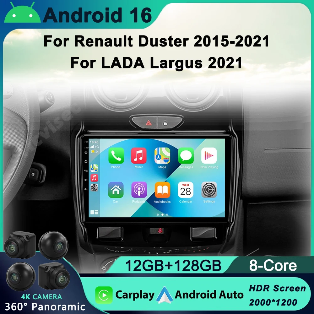 

For Renault Duster 2015 - 2021 For LADA Largus 2021 Car Radio Multimedia Video Player Navigation GPS Android No 2din 2 din dvd