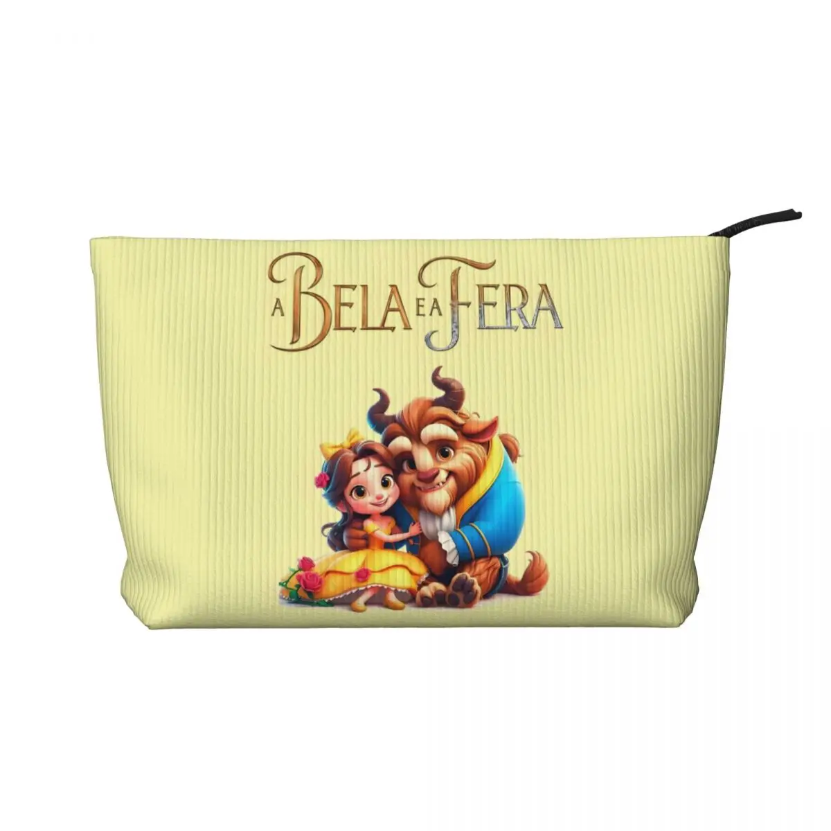 

Custom Beauty And The Beast Logo Travel Toiletry Bag Women Corduroy Cosmetic Makeup Bag Beauty Storage Dopp Kit