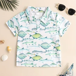 Children's Polos Fashion Print Casual Holiday Style Boys Shirt Tops Summer And Spring Outdoor Boys Polo Shirts