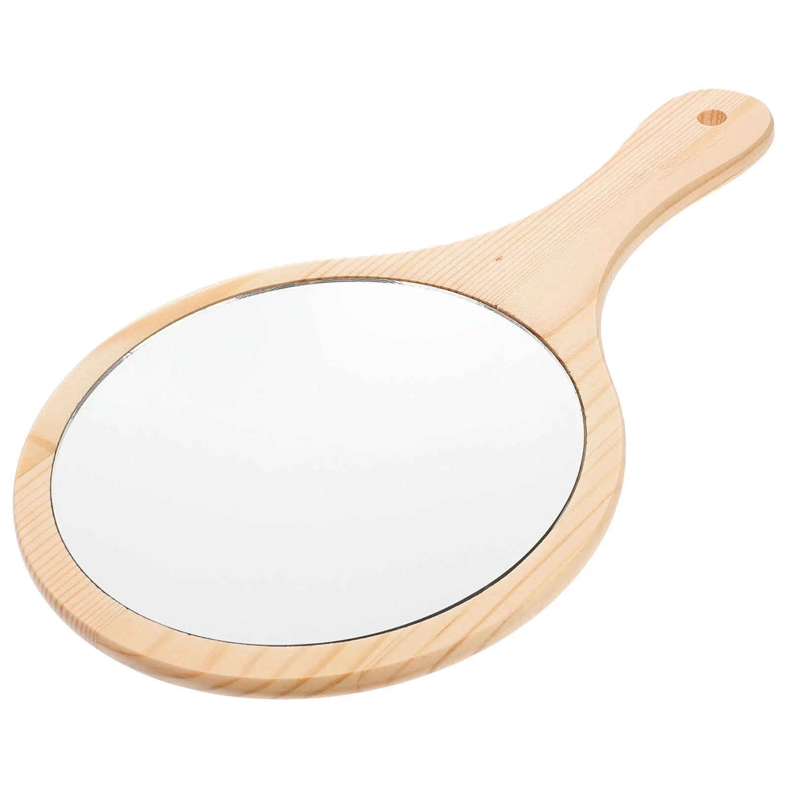 2 Pcs Dressing Table Wooden Handle Mirror Handheld Women Vanity Makeup Template Tool Travel Man