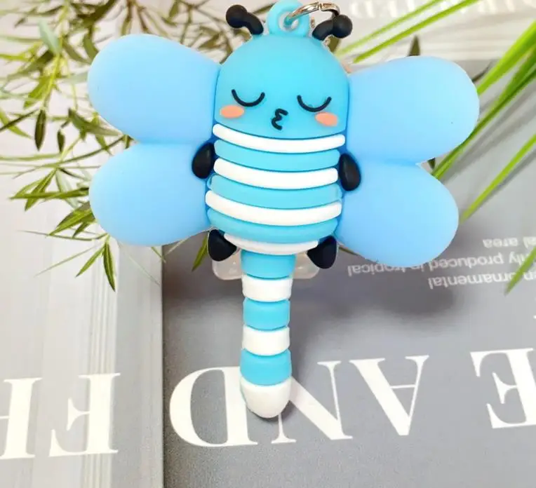 1PCS  New three-dimensional dragonfly bee ladybug caterpillar cartoon doll keychain