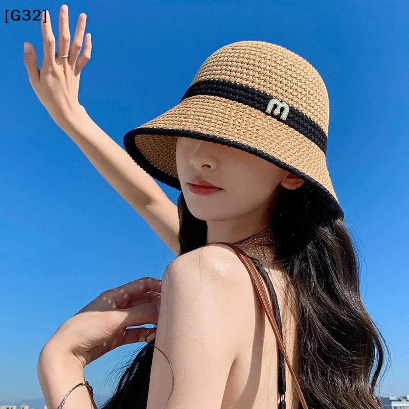 Summer Visor Bucket Hat Fisherman Hat For Women irls Beach Straw Hat Hand Weaving Sun Hats Versatile Breathable Sun Hat[G32]