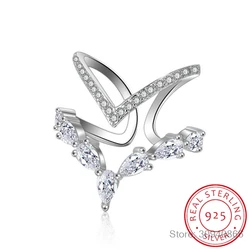 Double Layer V-shape Moissanite Ring Delicate Lab Diamond Ring 925 Sterling Silver for Women Engagement Wedding Jewelry MSR041