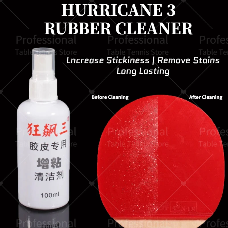 HURRICANE 3 Table Tennis Rubber Adhesive Cleaning Spray Rubber Surface 100ml Table Tennis Racket Rubber Nutrient