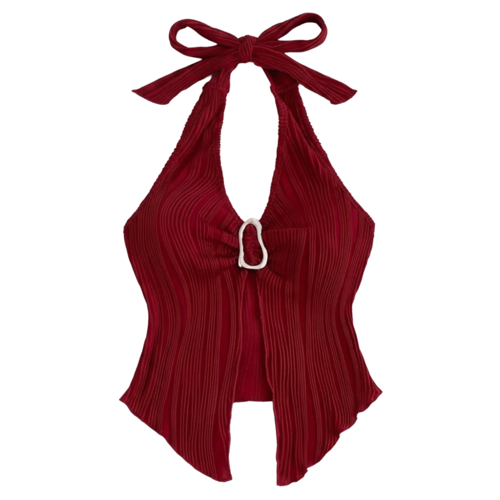 Trendy Y2K Design Crop Top Sleeveless Backless Camisole Elegant Deep V-neck Halter Neck Top Women's Clothing
