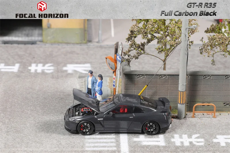 **Pre-Order** Focal Horizon FH 1:64 GT-R R35 Full Carbon Black Limited999 Diecast Model Car