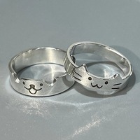 1/2pcs Cute Animal Dog Cat Rings for Women Men Simple Design Adjustable Cartoon Couple Rings Lovers Girlfriend Wedding Jewelry