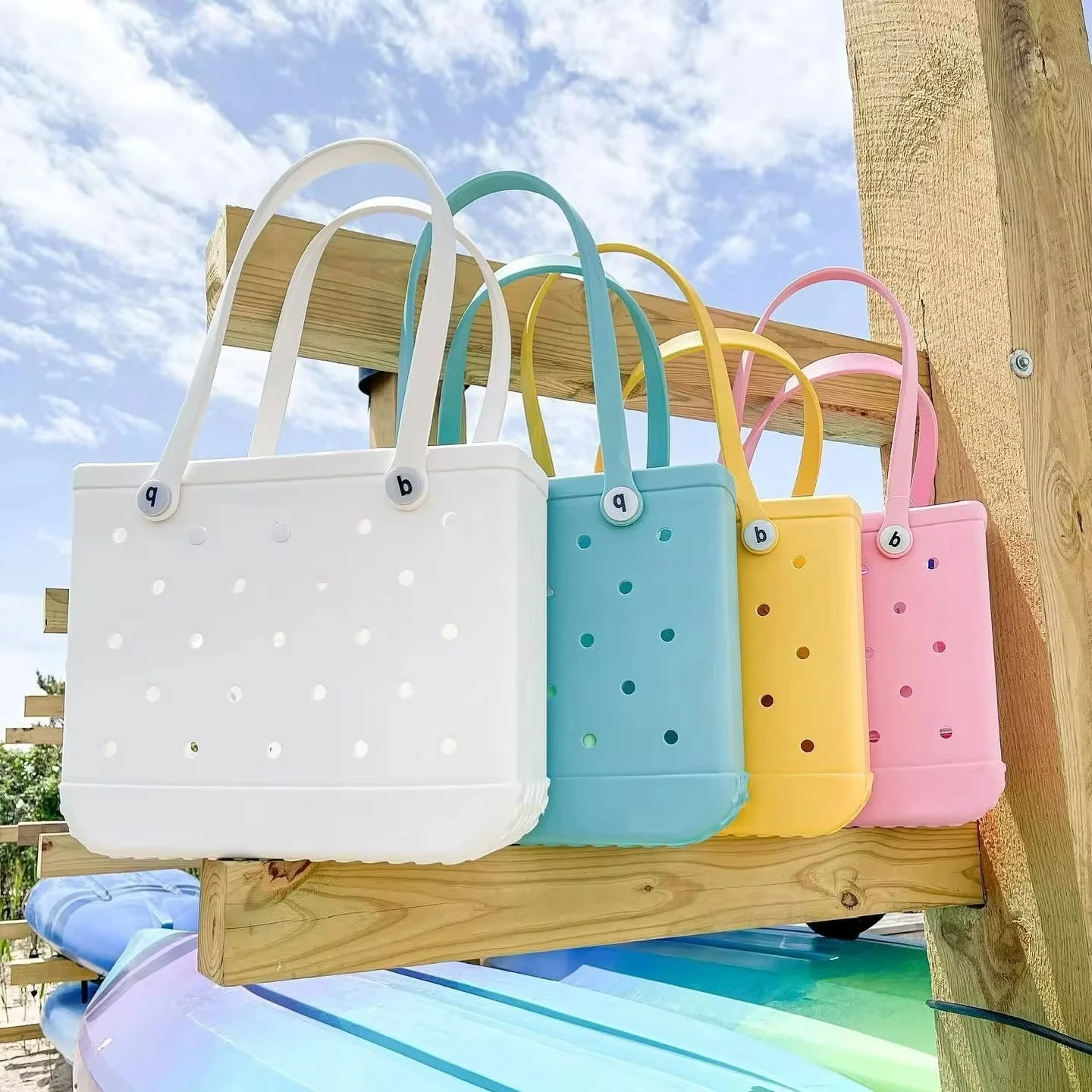 EVA Summer Handbag Storage Basket Mini Kid Beach Bogg Bag Women Waterproof Shopping Bag Picnic Rubber Jelly Tote Bogg Bag Purses