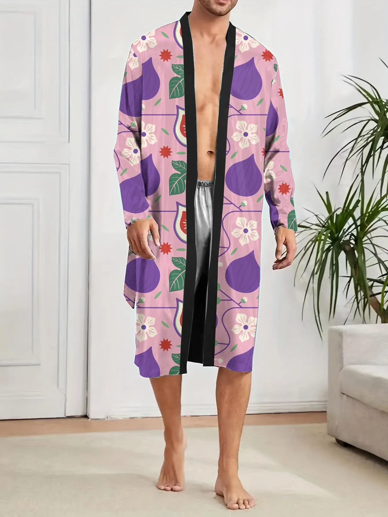 1pcs Men's Robes 2026 Spring/Summer Shower robe Men's bathrobe Bathrobe men robe Breathable 3D Printed Robe man Graphic