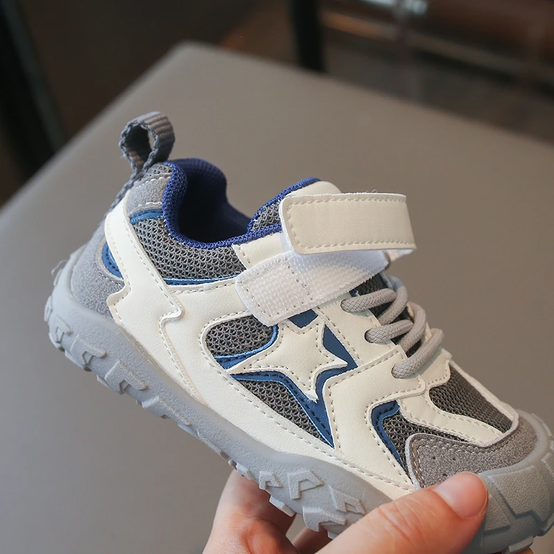 Kinder-Sneaker mit Klettverschluss, leichte Sportschuhe für Kleinkinder, Jungen und Mädchen, Frühling/Herbst, atmungsaktive Mesh-Patchwork-Schuhe – Detail 7