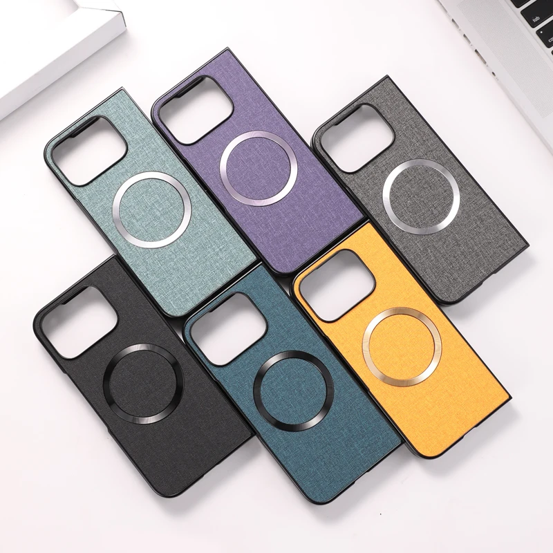 Case Google Pixel 9 Pro Fold Magnetic Wireless Charging Case Cloth Texture Hard Plastic Phone Cover for Magsafe Case