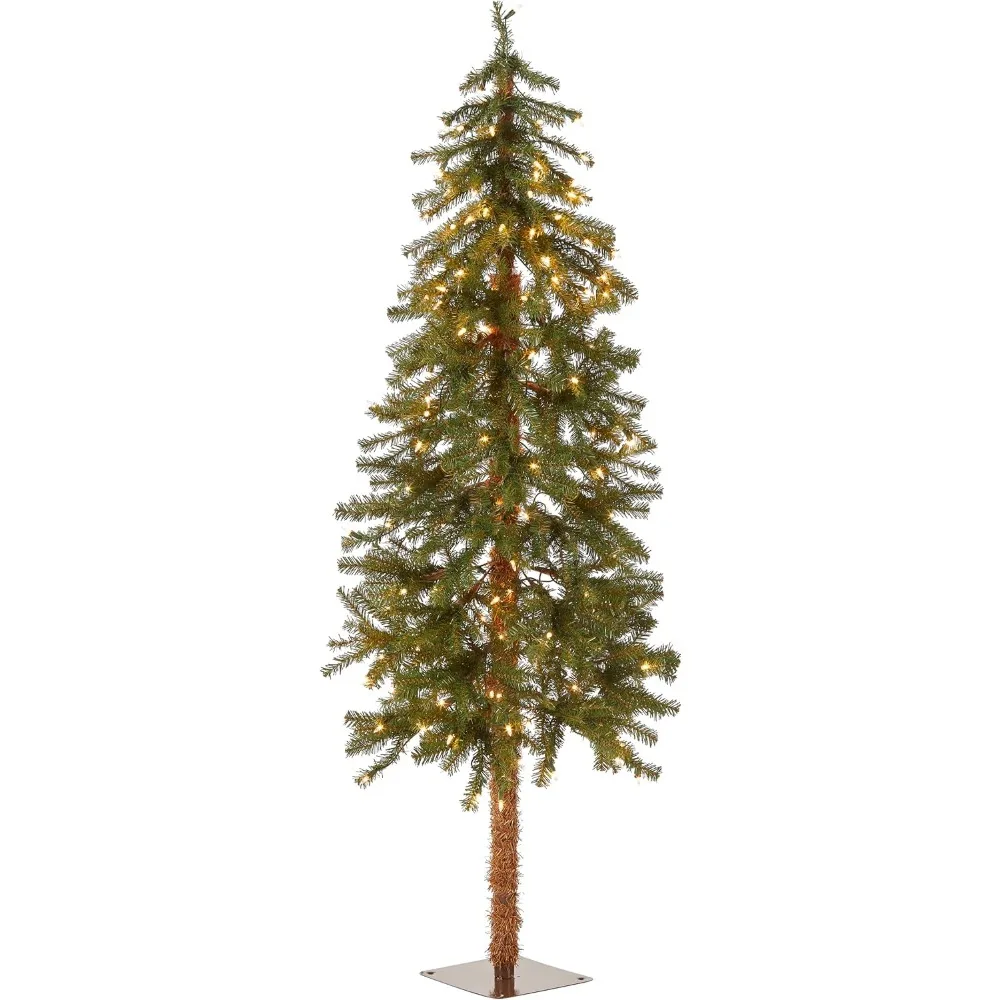 

lit Artificial Christmas Tree Includes Pre-strung White Lights and Stand, Hickory Cedar Slim-5 ft