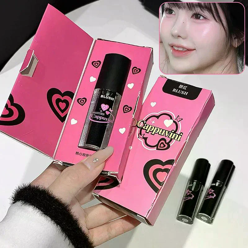 Cappuvini Czarny Płynny Róż do Policzków, Ust i Oczu Zmieniający Kolor, Kryształowy Nawilżający Róż, Transparentny Żel Zmieniający Kolor, Kremowy Róż