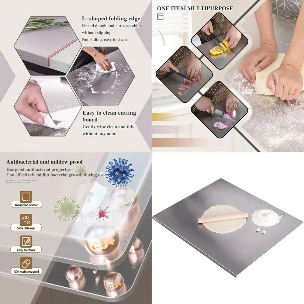 

Двусторонняя разделочная доска из нержавеющей стали 304, идеально подходит для приготовления пасты, пиццы и хлеба (11.8x15.7x0.06)