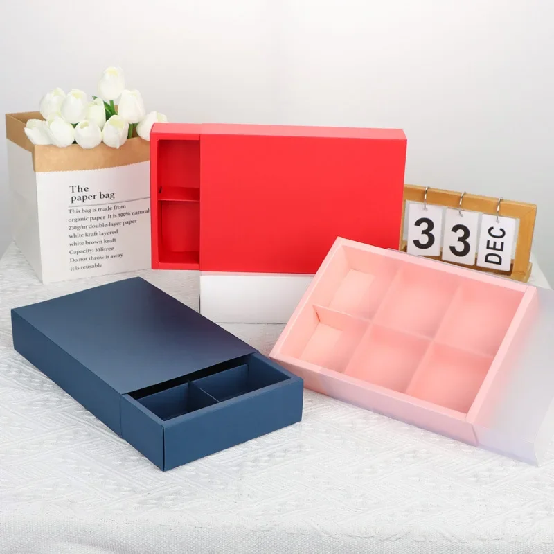 10 cajas de regalo transparentes de 6 rejillas con inserto | Para pastel de luna de mediados de otoño, crujiente de yema de huevo, crujiente de turrón y copo de nieve