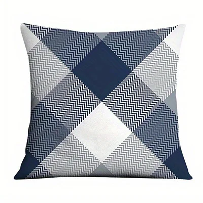Blue Geometric Ocean Wave Pattern Double-sided Printed pillow cover Short plush Suitable living rooms sofas throw cushion cover