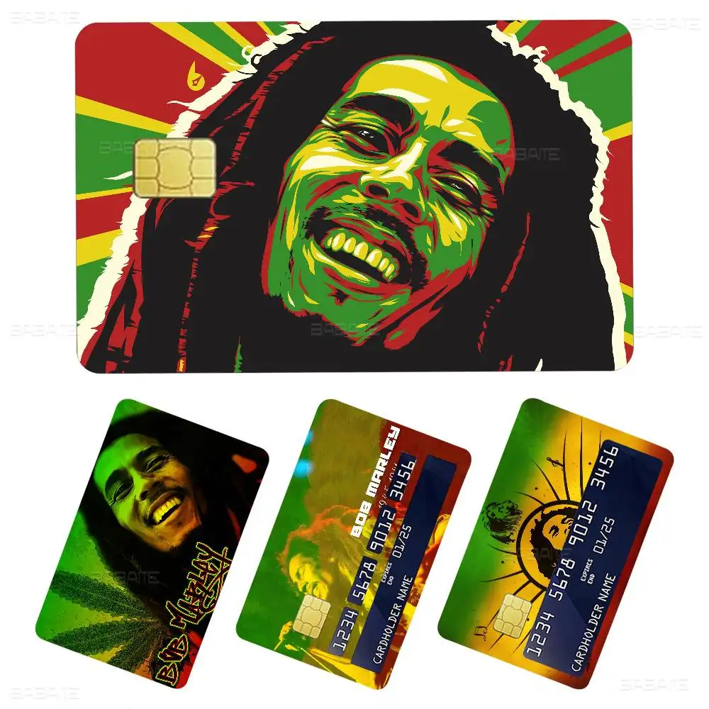 Bob Marley Reggae Music Anime Cartoon Bear Skin Sticker Film Tape Case for Big Credit Debit Card Front Side