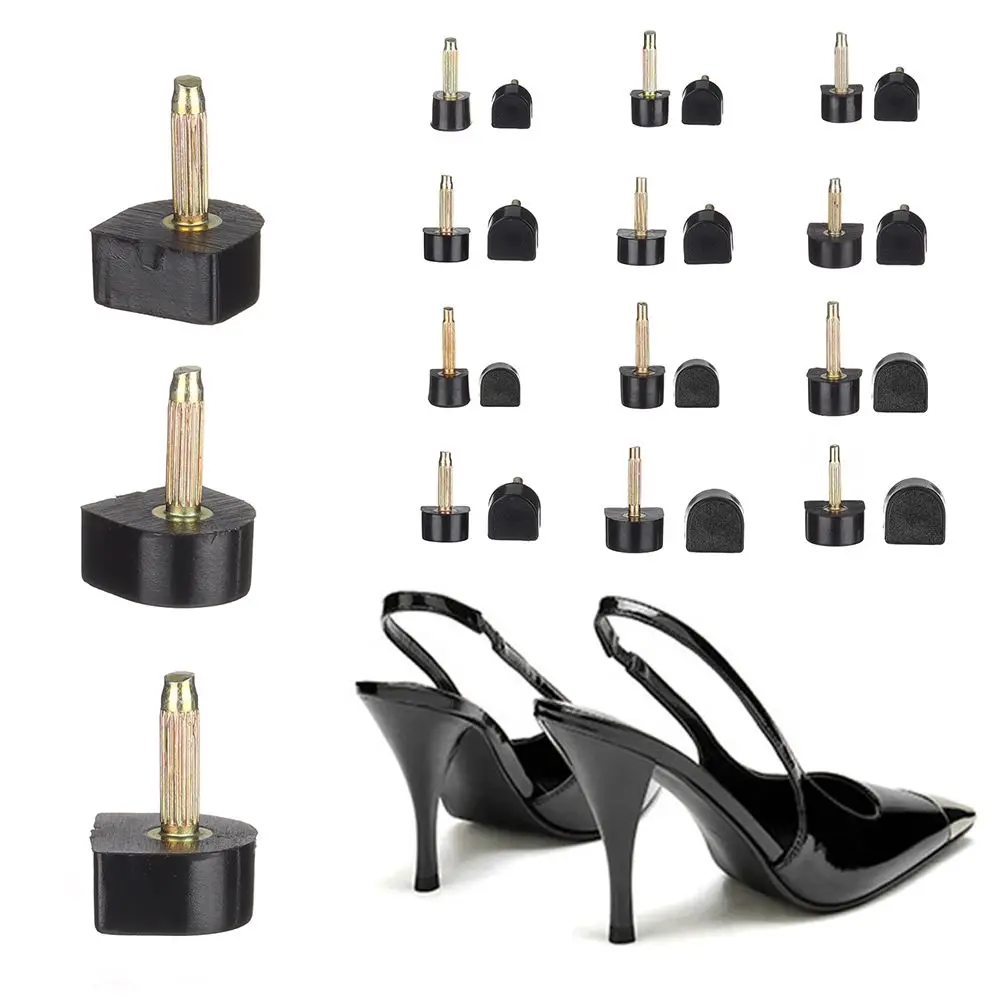 Black High Heel Repair Dicas Pins para Calçados Femininos, Rolhas de calcanhar, elevadores de passador, substituição para High Heel Dicas Torneiras, 10pcs