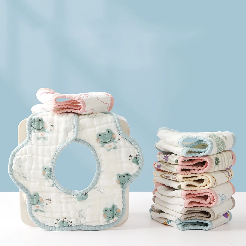 

Детский нагрудник из чистого хлопка с цветным краем и лепестком, детское полотенце с принтом для младенцев, уход за мамой и ребенком