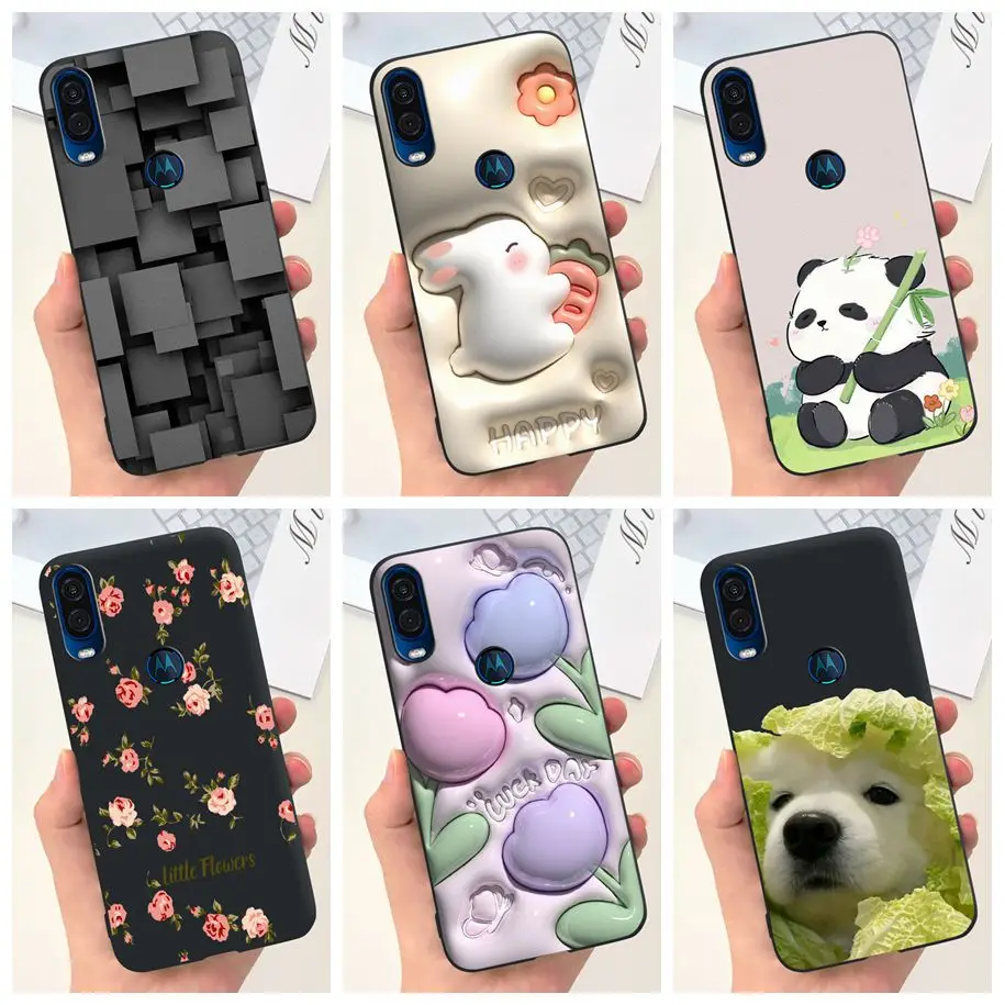 For Motorola One Vision Case XT1970-1 XT1970-2 Shockproof Cover Cute Rabbit Tulip Slim Soft Funda For Moto One 5G OneVision Capa