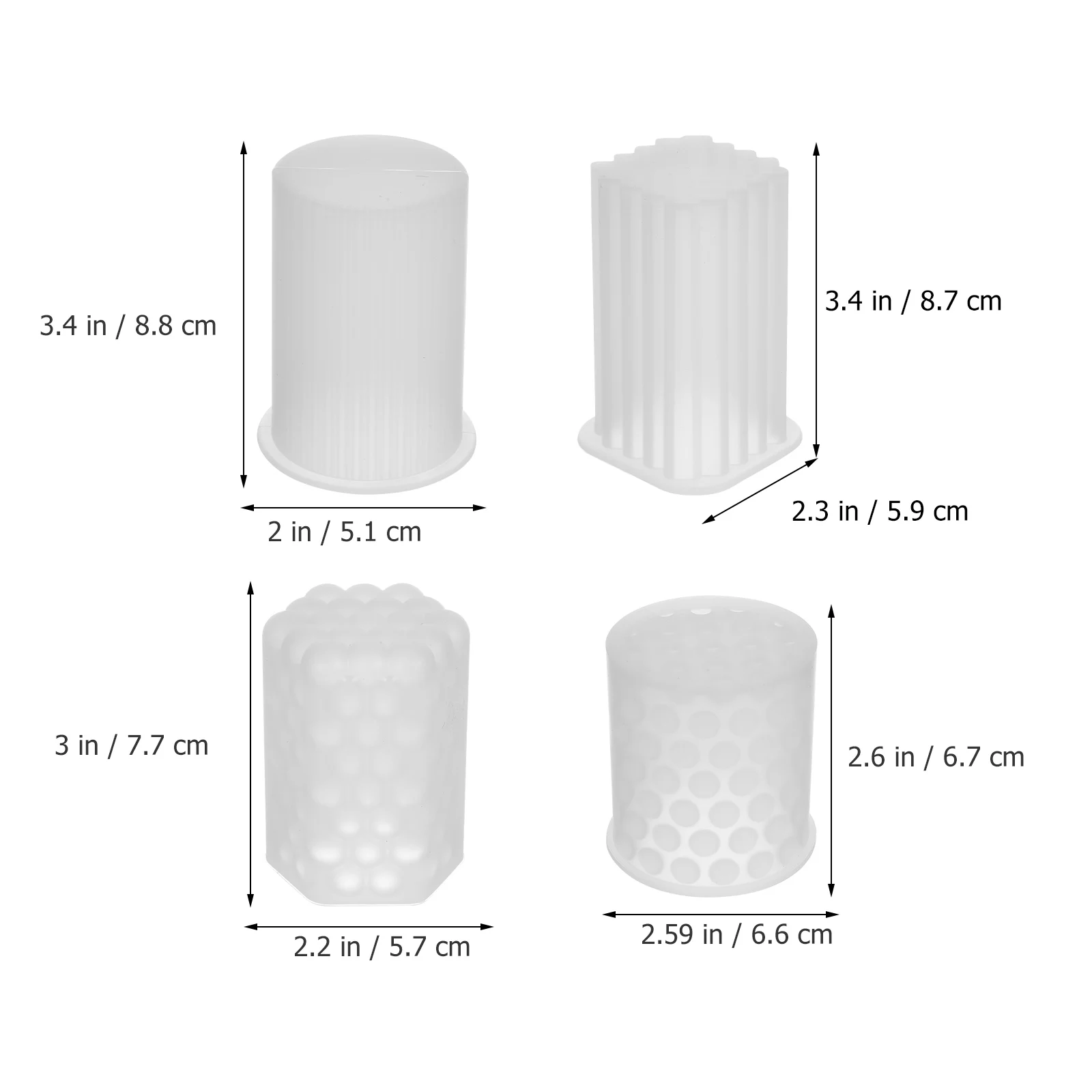 

4 pcs Molds Silicone Reusable Unique Shapes Decorative Making DIY Kit Easy Demold Cylinder Melt Tools for Wax